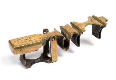 Lot 814 - A Brass Letter Scale, W Poupard & Co, 30 Wych St, Strand, for 2oz, 1oz and ½oz, 17.6cm long, 5.2cm