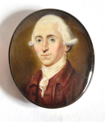 Lot 824 - English School, late 18th century: Portrait Miniature of a Gentleman, bust length, his grey...