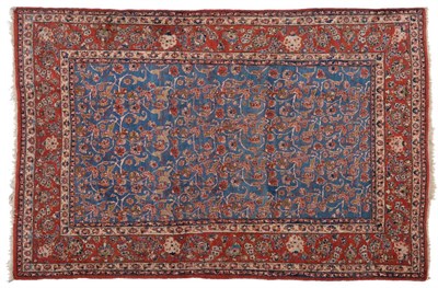 Lot 843 - Nejafabad Isfahan Carept Central Persia The sky blue field with an allover design of scrolling...