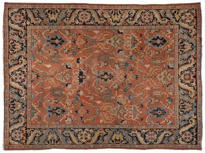 Lot 852 - Fine Old Sultanabad Carpet West Persia The terracotta field with an allover lattice design of large