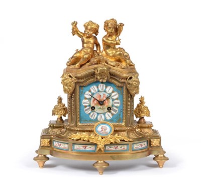 Lot 878 - An Ormolu and Porcelain Mounted Striking Mantel Clock, retailed by Le Roy & Fils, London and Palais