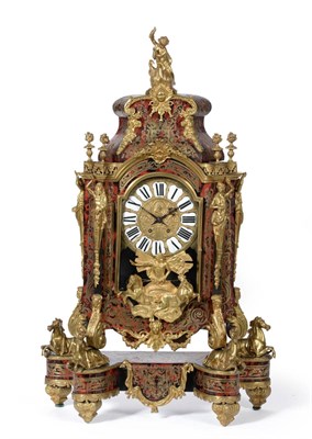 Lot 887 - A Good Ormolu Mounted  "Boulle " Striking Table Clock, circa 1880, the elaborate case with...