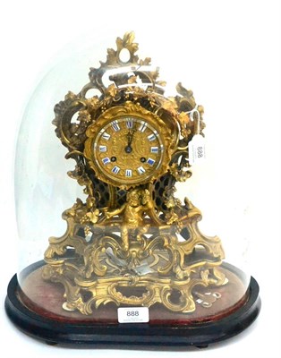 Lot 888 - A Gilt Metal Striking Mantel Clock, signed H Marc A Paris, circa 1870, the elaborate floral and...