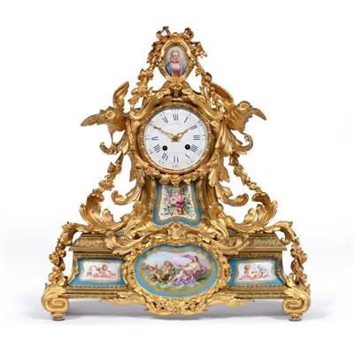 Lot 899 - An Impressive Large Ormolu and Porcelain Mounted Striking Mantel Clock, retailed by D C Rait, A...