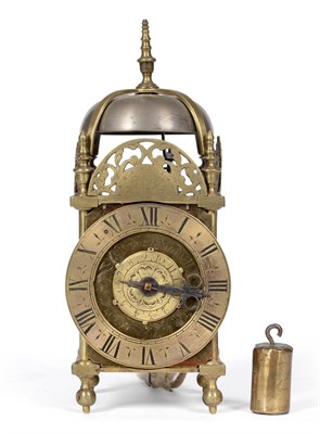 Lot 921 - A Small Brass Lantern Timepiece with Alarm, signed Edward Rundell, circa 1730, turned finials...