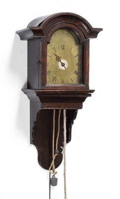 Lot 923 - An Oak Hooded Wall Timepiece with Alarm, signed Willm Guy, Rye, circa 1770, 5-1/4-inch arched brass