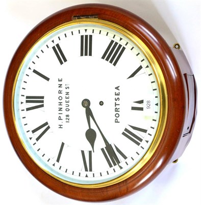 Lot 928 - A Mahogany Wall Timepiece, H Pinhorne, 128 Queen St, Portsea, circa 1890, side and bottom...