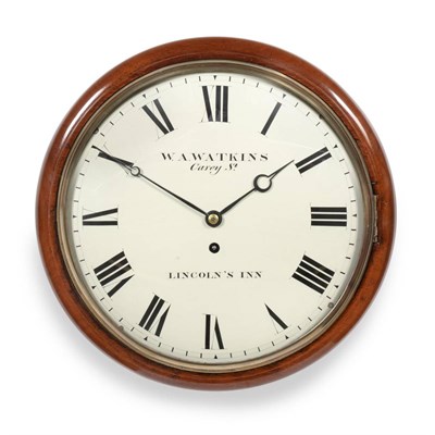 Lot 929 - A Mahogany Wall Timepiece, W A Watkins, Carey St, Lincoln's Inn, circa 1880, side and bottom doors