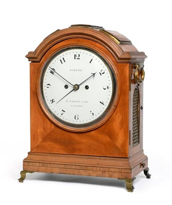 Lot 932 - A Regency Satinwood Striking Alarm Table Clock, John Barwise, St, Martins Lane, London, arched case