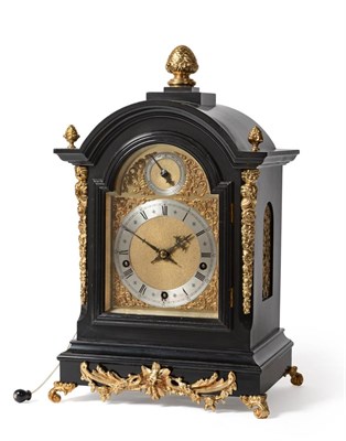 Lot 934 - An Ebonised and Gilt Mounted Chiming Table Clock, circa 1890, side sound frets and a repeat...