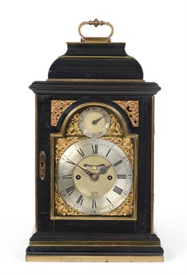 Lot 938 - An Ebonised and Brass Mounted Striking Table Clock, signed James Vaulove, London, circa 1720,...