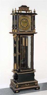 Lot 942 - An Unusual Ebonised and Gilt Mounted Quarter Striking Calendar Longcase Clock with Moonphase...