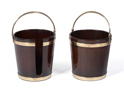 Lot 998 - A George III Mahogany and Brass Bound Plate Bucket, circa 1800, the body of staved...