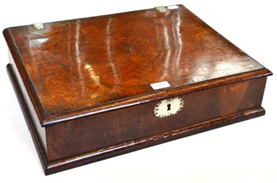 Lot 1019 - A 17th Century Oyster Veneered and Crossbanded Hinged Box, with engraved silver hinges and...