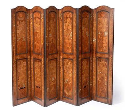 Lot 1070 - A Fine 19th Century Dutch Rosewood and Marquetry Six Leaf Dressing Screen, richly inlaid with...