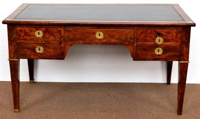 Lot 1073 - A Louis XVI Style Gilt Metal Mounted Writing Desk, circa 1860, with inset gilt tooled leather...