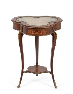 Lot 1084 - A Victorian Mahogany and Floral Marquetry Bijouterie Table, late 19th century, the triform...