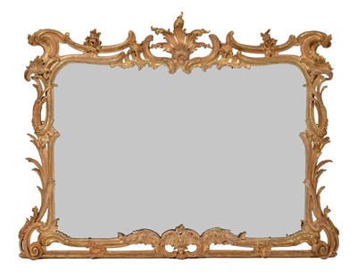 Lot 1091 - A Giltwood and Gesso Overmantel Mirror, circa 1820, the shaped rectangular plate within a...