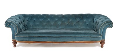 Lot 1098 - A Victorian Walnut Chesterfield Sofa, by Holland & Sons, late 19th century, upholstered in buttoned