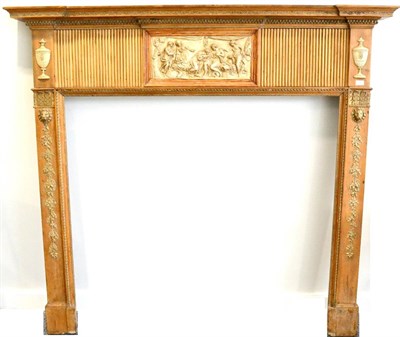 Lot 1126 - A George III Pine and Gesso Fire Surround, the frieze centred by tablet of classical figures...