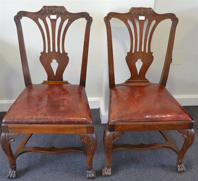 Lot 1127 - A Pair of 18th Century Irish Carved Mahogany Dining Chairs, with acanthus scrolled top rails...