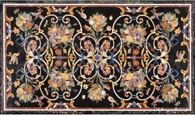 Lot 1128 - A 19th Century Italian Pietra Dura Dining Table, in 17th century style, profusely decorated...