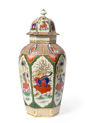 Lot 7 - A Worcester First Period Vase and Cover, circa 1770, of hexagonal section and shouldered form, with