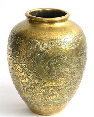 Lot 65 - A Chinese Bronze Vase, 19th century, in Ming style, the ovoid body finely decorated with...