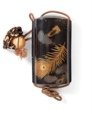 Lot 66 - A Japanese Lacquer Inro, late 19th century, of five sections, rounded rectangular form,...