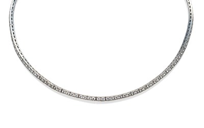 Lot 208 - A Diamond Collar, pairs of round brilliant cut diamonds in articulated white brick links, total...