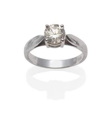 Lot 278 - A 14 Carat White Gold Diamond Solitaire Ring, the round brilliant cut diamond in a four claw...