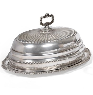 Lot 318 - A George III Silver Meat Dish, Richard Sibley II, London 1823, shaped oval with a gadrooned...