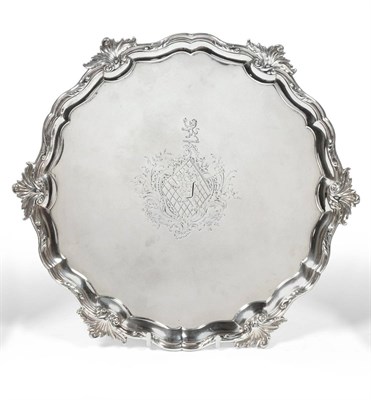 Lot 326 - A George II Silver Salver, Edward Wakelin , London 1753, shaped circular with a scroll border...