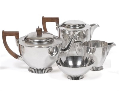 Lot 339 - A George VI Silver Four Piece Tea Service, Wakely & Wheeler, London 1943, comprising hot water...