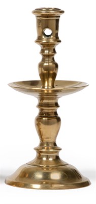 Lot 372 - A Brass Heemskerk Type Candlestick, probably Low Countries circa 1580/1620, the low domed foot...