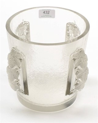 Lot 432 - A Modern Lalique Epernay Clear and Frosted Ice Bucket or Champagne Cooler, of tapered form with...