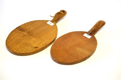 Lot 502 - A Robert "Mouseman " Thompson Oak Cheese Board, with carved mouse signature on the handle,...