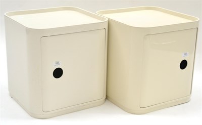 Lot 586 - Two White Injection Moulded Plastic Kartell Round Square Modulars, designed by Anna Castelli,...