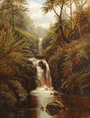 Lot 631 - William Mellor (1851-1931) Waterfall scene Initialled, oil on canvas, 88.5cm by 68.5cm