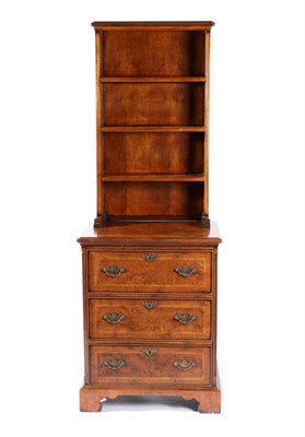 Lot 3007 - A Burr Walnut and Feather-Banded Audio Cabinet/Bookcase, modern, in 17th century style, the...