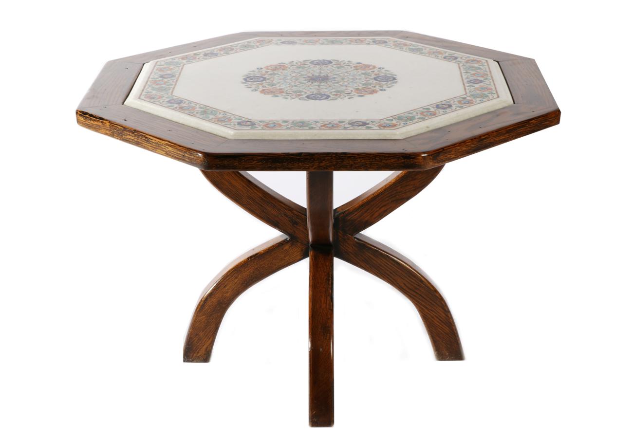 Lot 3037 - An Agra Indian Pietra Dura Table Top, of octagonal shaped form with floral border and central panel