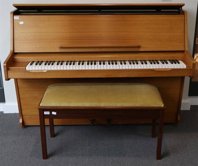 Lot 3038 - A Challen Light Walnut Cased Upright Overstrung Piano, modern, 145cm wide; and An Eavestaff...