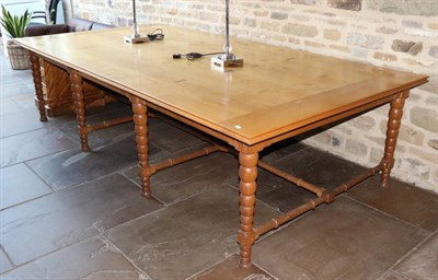 Lot 3047 - A Large Oak Bespoke Made Dining Table, modern, of plank construction with butterfly joints and...