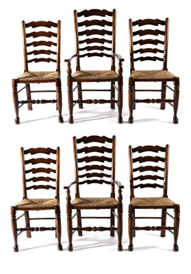 Lot 3053 - A Set of Six Titchmarsh & Goodwin Ash and Beech Rush-Seated Ladder-Back Chairs, in the...