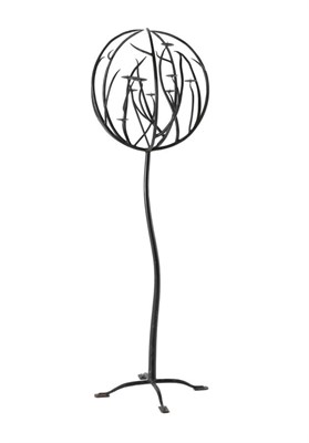 Lot 3066 - A Black Wrought Iron Candle Holder, of recent date, of sphere form with nine candle holders, raised