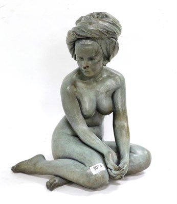 Lot 3074 - Walter Awlson (Scottish, b.1949): Seated nude, signed, 49/50, 1995, raku glazed ceramic, 44cm high