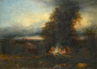 Lot 660 - Frederick Henry Henshaw (1807-1891) "By the Wayside, Evening " Signed and indistinctly dated,...