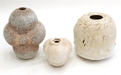 Lot 3106 - Gary Standige (1946-2016): A Porcelain Vase, textured surface, impressed GS seal mark, 58cm;...