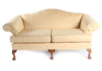 Lot 3124 - Wesley-Barrell: A Two-Seater Camel-Back Sofa, circa 2000, upholstered in My Lady's Garden...