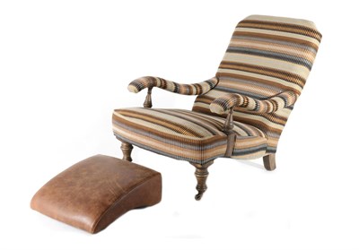 Lot 3128 - An Upholstered Armchair, labelled John Sankey, modern, covered in a geometric patterned fabric with